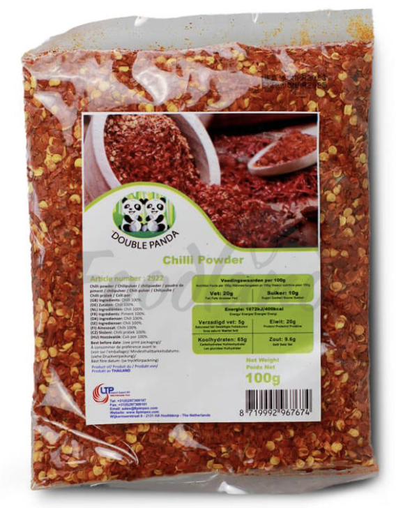 Diese Chiliflocken haben gutes Aroma und sind genügend scharf, man findet diese Marke im 